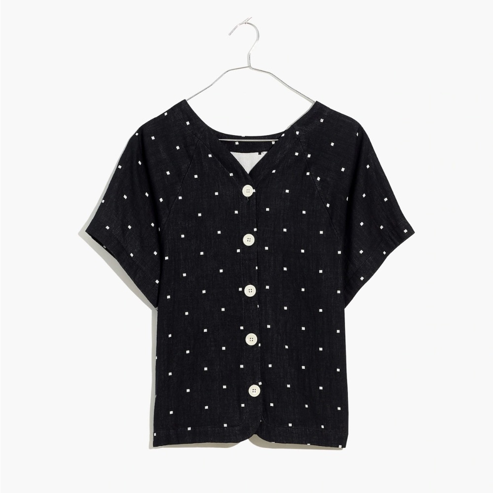 Madewell Linen Dotted Button Down Blouse